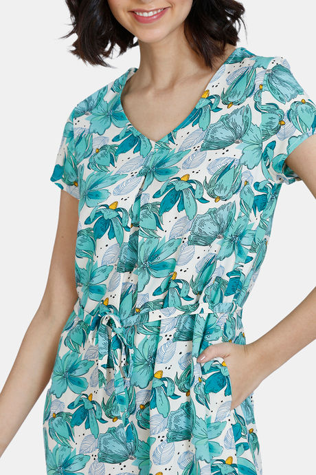Zivame Blotched Bloom Woven Mid Length Nightdress - Florida Key — image 5